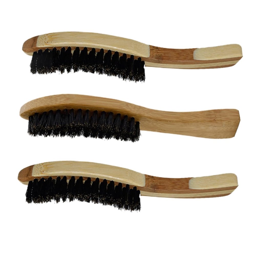 PartyKindom 3pcs Natural Boar Bristle Beard Brush for Men Brush Beard Care Tool Wooden Handle Travel Daily Use Random Style