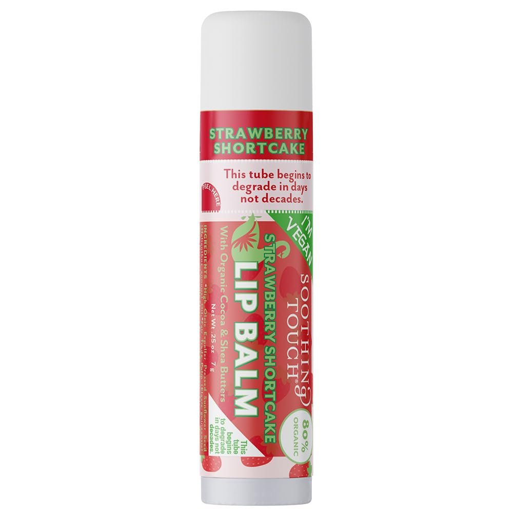 Soothing Touch Strawberry Shortcake Lip Balm, Fair Trade, Vegan Friendly, Organic, 0.25 Ounce (Pack of 12)