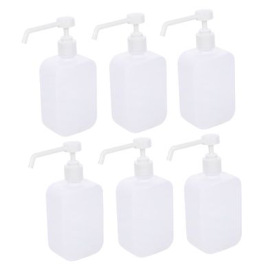 6 Pack 500ml Empty Hand Soap Bottles, White ABS Pump Spray Containers