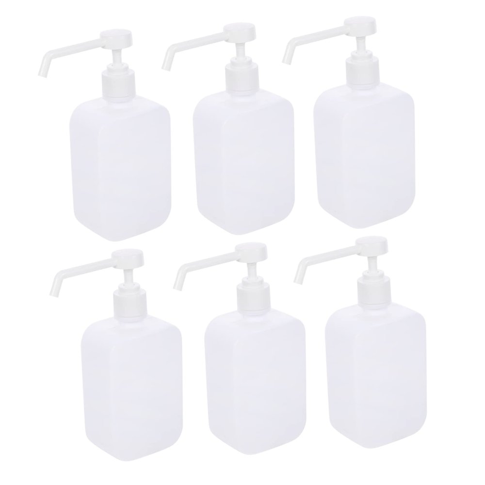6 Pack 500ml Empty Hand Soap Bottles, White ABS Pump Spray Containers