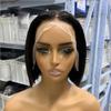 oulaer BOB Bone Straight Human Hair Wigs 13x6 Natural Black Color Short Bob HD Transparent Lace Front Wig Pre Plucked Brazilian Remy Hair 150% Density 12Inch view 1