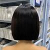 oulaer BOB Bone Straight Human Hair Wigs 13x6 Natural Black Color Short Bob HD Transparent Lace Front Wig Pre Plucked Brazilian Remy Hair 150% Density 12Inch view 3