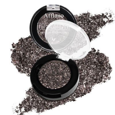 Afflano Multichrome Black Glitter Eyeshadow, Single Shimmery Black Eye Shadow Iridescent Sparkly, Smokey Goth Metallic Eye Makeup Pigmented, Waterproof Vegan Formula Monochrome Eyeshadow for Party
