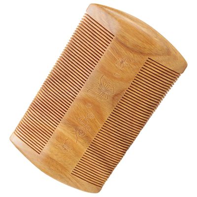 WOFASHPURET Beard Grooming Comb for Men Dual Row Design Carved Sandalwood Portable Styling Tool for Easy Beard Care and Maintenance Anytime