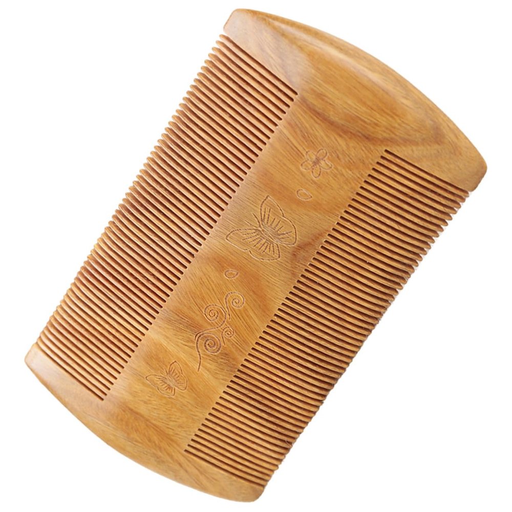 WOFASHPURET Beard Grooming Comb for Men Dual Row Design Carved Sandalwood Portable Styling Tool for Easy Beard Care and Maintenance Anytime