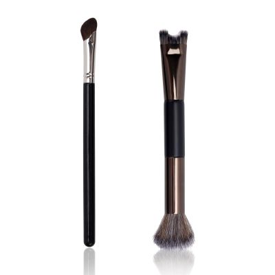 2 Pcs Nose Contour Brushes, 2-in-1 U-Shaped Fluffy and Mini Tilt Brush Practical Makeup Tool Set for Nose Sculpting Defining Highlighting