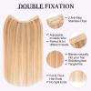 Prokyvity Halo Hair Extensions Real Human Hair,Halo Hair Extension 100% Human Hair,Wire Hair Extensions,Thicker 12P613 Golden Brown Mixed Bleach Blonde 20inch/100g view 3