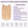 Prokyvity Halo Hair Extensions Real Human Hair,Halo Hair Extension 100% Human Hair,Wire Hair Extensions,Thicker 12P613 Golden Brown Mixed Bleach Blonde 20inch/100g view 4