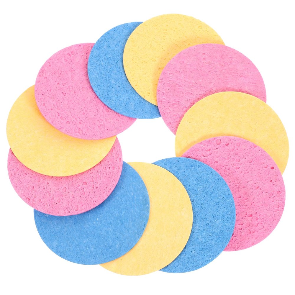 TOVINANNA 30pcs Facial Cleaning Sponge Compressed Cellulose Makeup Puff Soft Exfoliating Face Sponges for Daily Cleansing and Makeup Removal Mix Colors