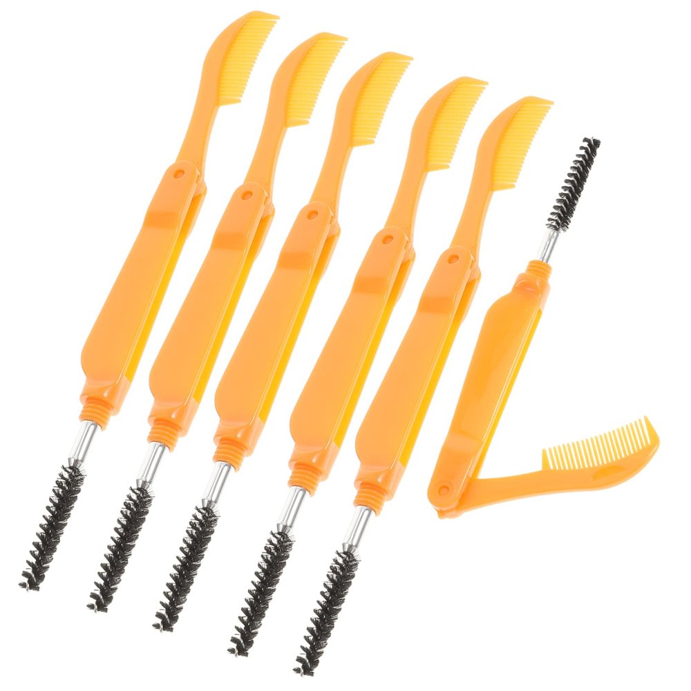 DEARMAMY 6pcs Folding Eyelash Combs and Eyebrow Brushes Makeup Grooming Tool for Separating Lashes and Shaping Brows Random Colors Compact Design for Travel and Daily Use