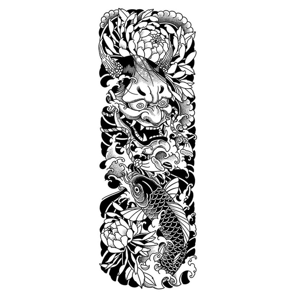 2 PCS Temporary Tattoos Prajna Carp Herbal Tattoo Stickers For Men And Women Waterproof Long-Lasting Semi-Permanent Arm Non-Reflective Japanese Retro Stickers