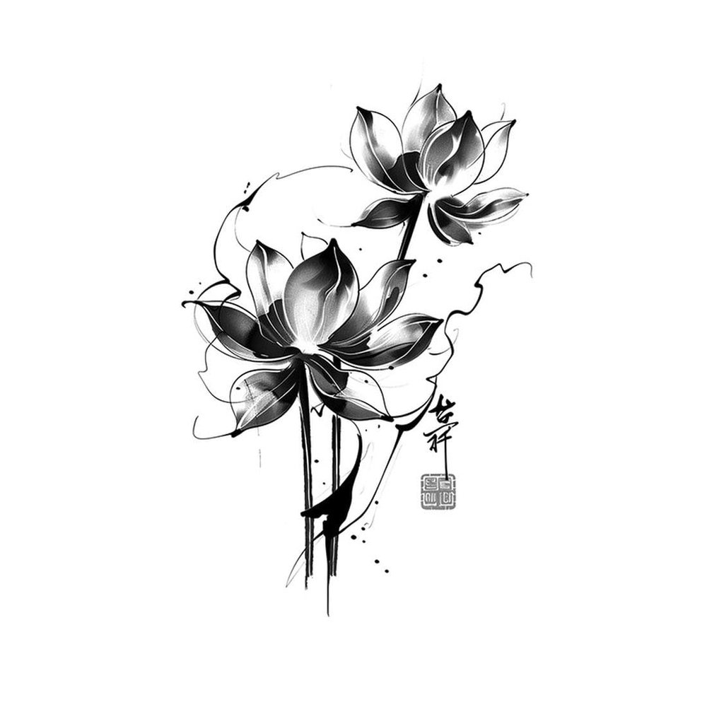 15 PCS Temporary Tattoos Ink Lotus Herbal Juice Tattoo Stickers For Women Waterproof And Durable Arm Clavicle Simulation Tattoos Without Reflection