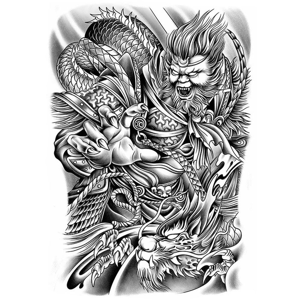 2 PCS Temporary Tattoos Herbal Juice Full Back Tattoo Stickers Waterproof Simulation Tattoo Stickers