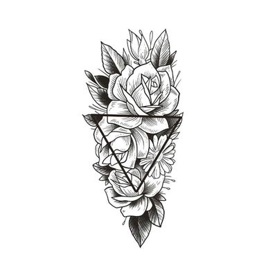 5 PCS Temporary Tattoos Rose Geometric Pattern Female Personality Herbal Simulation Tattoo Tattoo Stickers Waterproof Long-Lasting Shoulder Arm Stickers