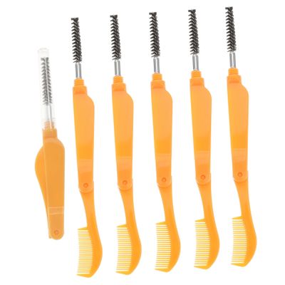 BESTYASH Folding Eyelash Comb and Eyebrow Brush Set 6pcs Random Color Portable Eyelash Separator for Makeup Application for Travel and Daily Use