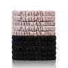 22 Momme 100% Pure Mulberry Silk Scrunchies (10 PCS) - Small Hair Elastics and Ties for Women Sleep, Hair Care No Damage, Black*5+Lotus Pink*5 view 1