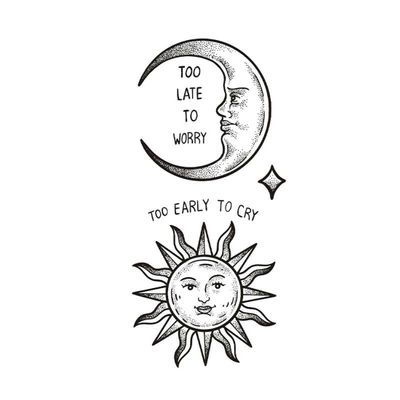 5 PCS Temporary Tattoos Sun And Moon Totem Herbal Juice Tattoo Sticker Men And Women Waterproof Long-Lasting Hand Back Arm Simulation Tattoo Non-Reflective