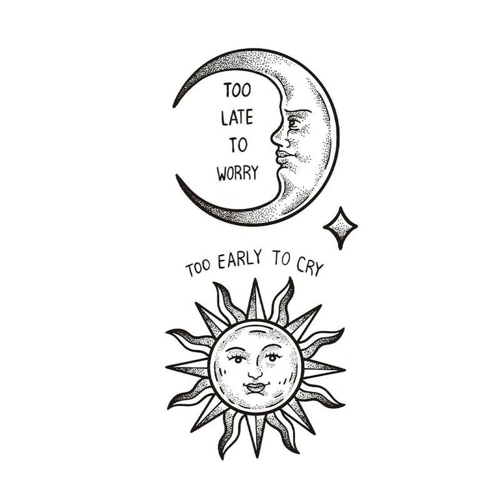 5 PCS Temporary Tattoos Sun And Moon Totem Herbal Juice Tattoo Sticker Men And Women Waterproof Long-Lasting Hand Back Arm Simulation Tattoo Non-Reflective