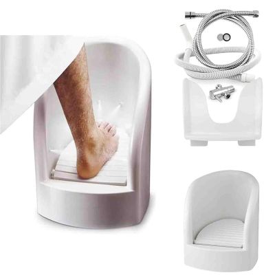 Muslim Footbath, Foot Spa Bathtub, Press Spray Function and High Temperature Resistance 90C, with Inlet/Outlet Pipes and Angle Valves, Keep Yourself Physically and Mentally Clean, Stressreliever.