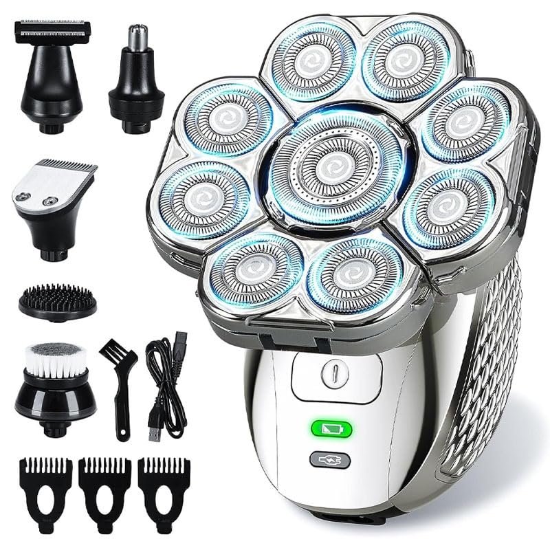 Head Shavers for Bald Men, 6 in 1 4D Head Shavers for Bald Men, Upgraded 9 Floating Heads Rechargeable Waterproof Wet Dry