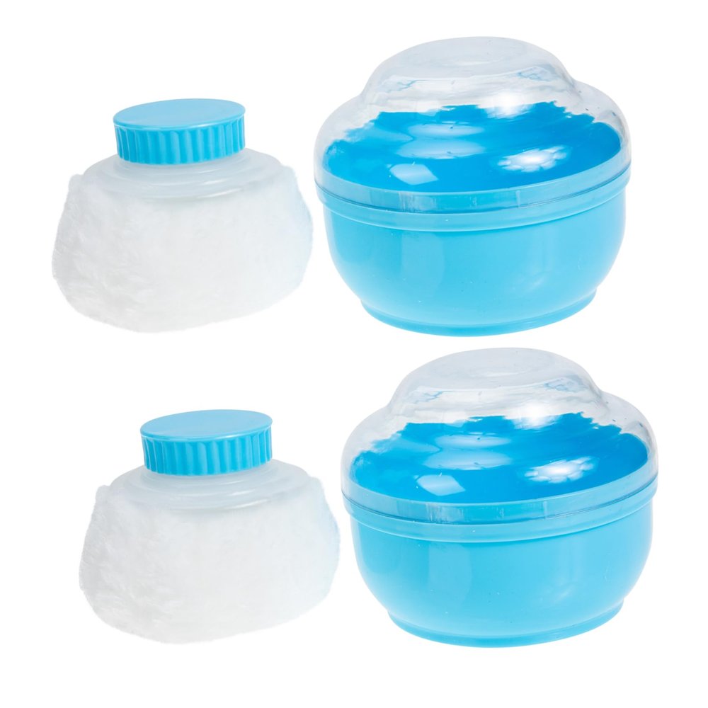 BESTYASH 2Sets Powder Puff Case with Storage Boxes Soft Gentle Newborn Powder Puff Holder for Household Use