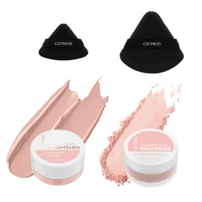 Catrice Under Eye Makeup Set | Brightening Concealer, Setting Powder & Puffs for Dark Circles, Crease-Free Finish & All-Day Wear (010 | Light Rose)