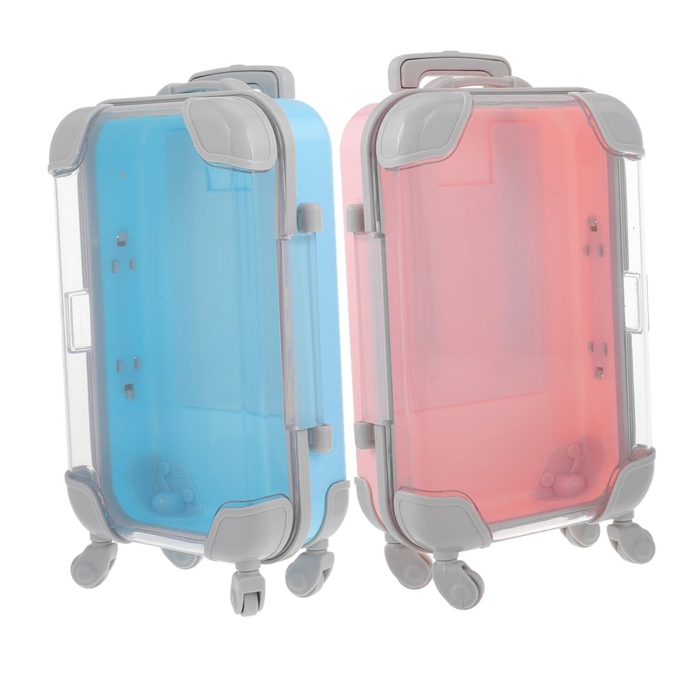 BESPORTBLE 2pcs Mini Suitcase Eyelash Storage Box Makeup Organizer Lightweight Portable Luggage Style Lash Containers for Travel and Daily Use