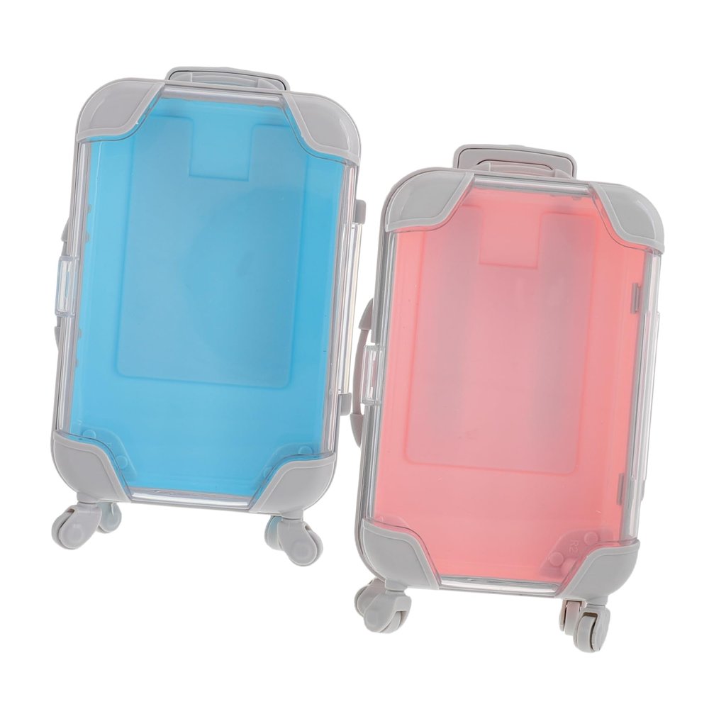 BESPORTBLE 2pcs Mini Suitcase Eyelash Organizer Case Cute Simulation Trolley Box for Travel Lightweight Makeup Container for Women Girls Easy to Clean Protective Luggage for False Eyelashes