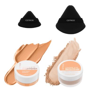 Catrice Under Eye Makeup Set | Brightening Concealer, Setting Powder & Puffs for Dark Circles, Crease-Free Finish & All-Day Wear (020 | Warm Nude)
