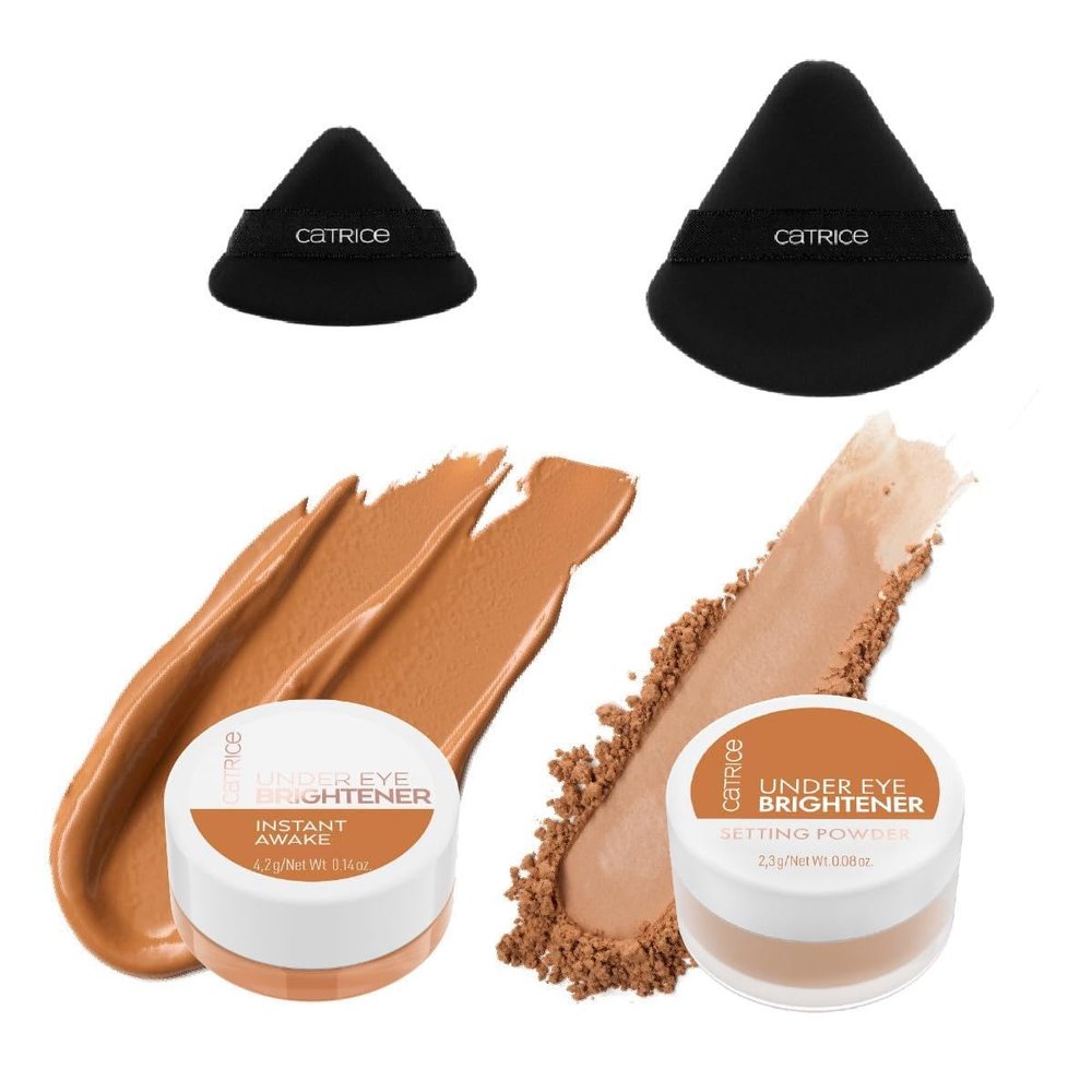 Catrice Under Eye Makeup Set | Brightening Concealer, Setting Powder & Puffs for Dark Circles, Crease-Free Finish & All-Day Wear (030 |Golden Toffee)