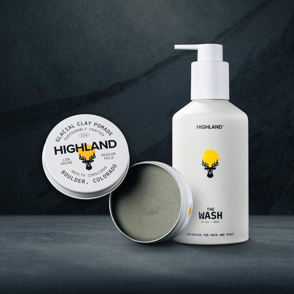 Highland The Wash & Glacial Clay Pomade Bundle