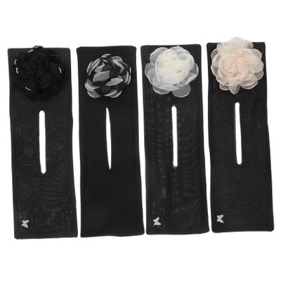 FRCOLOR 4pcs Flower Hair Bun Maker Shaper Lazy Hair Curler Tool for Quick Styling for Sports Fitness Yoga and Parties Includes Black White and Flowers