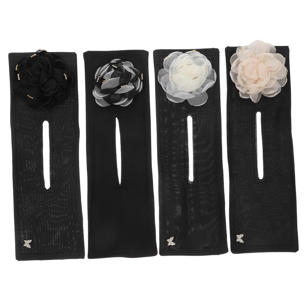FRCOLOR 4pcs Flower Hair Bun Maker Shaper Lazy Hair Curler Tool for Quick Styling for Sports Fitness Yoga and Parties Includes Black White and Flowers