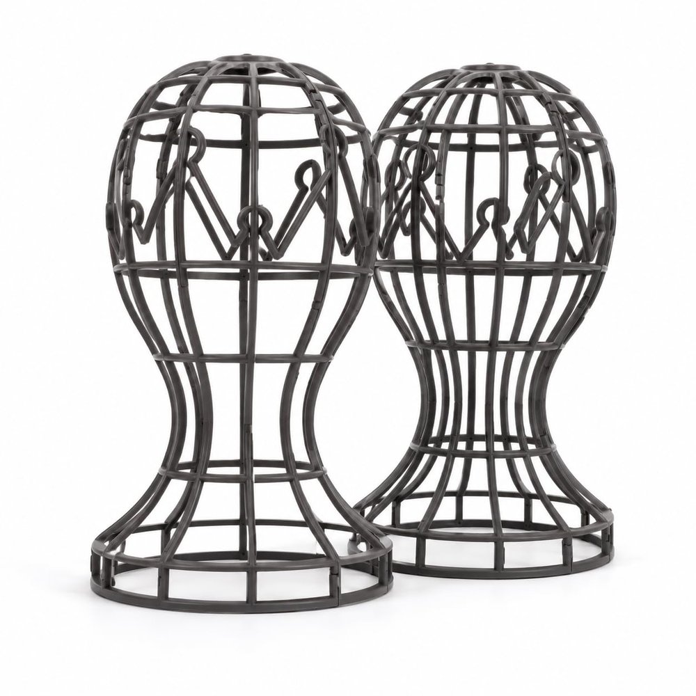 Healeved Wicker Wig Stand Holder for Display and Hair Styling