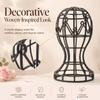 Healeved Wicker Wig Stand Holder for Display and Hair Styling view 3