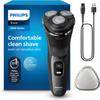 Philips Shaver for Men Series 3000 Rechargeable Wet/Dry Mens Electric Shavers Electric Razor for Men- Modern Steel Metallic view 1