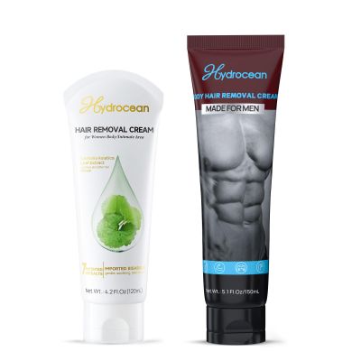 HYDROCEAN Hair Removal Cream for Couple, Painless Body Hair Removal Gel Effectiv Depilatory Cream for Men's Women's Unwanted Hair, All Skin Types