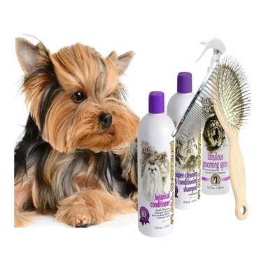 #1 All Systems Yorkie Grooming Kit, 5-Piece Set with Shampoo, Conditioner, Spray, Brush, Comb