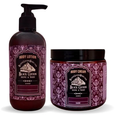 Black Canyon Cinnamon Vanilla Scented Body Lotion and Body Cream Set, 12 Oz Lotion - 16 Oz Body Cream