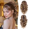 12 Inch Ponytail Extension - Clip in Ponytail Hair Extensions, Curly Wavy Pony Tails Hair Extensions, Synthetic Claw Clip Ponytail Extension for Women (Color: Dark Ash Blonde With Golden Ends) view 1