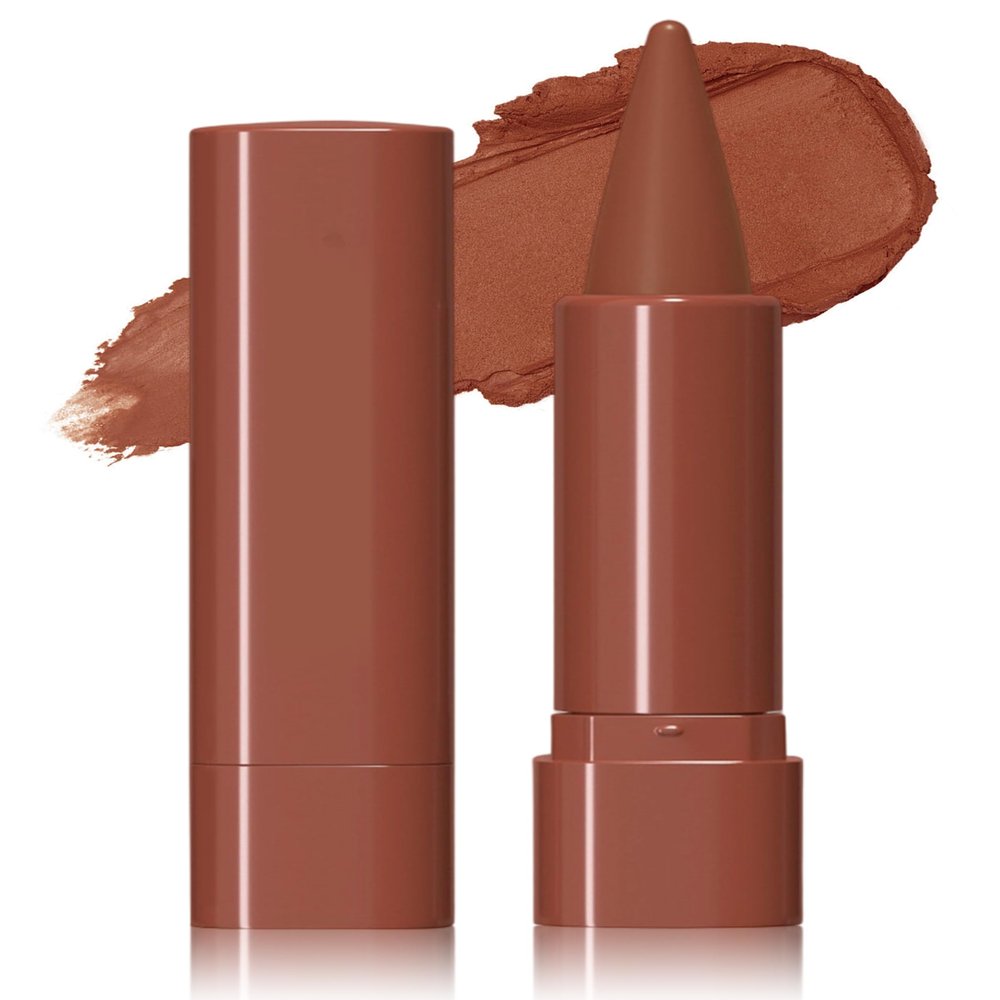 Jutqut 2-in-1 Lip Liner and Lipstick Lip Combo Set, Matte Nude Dark Brown Red Lip Liners, High Pigmented Long Lasting Waterproof Smudge Proof Crayon Makeup 04#