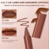 Jutqut 2-in-1 Lip Liner and Lipstick Lip Combo Set, Matte Nude Dark Brown Red Lip Liners, High Pigmented Long Lasting Waterproof Smudge Proof Crayon Makeup 04# view 3