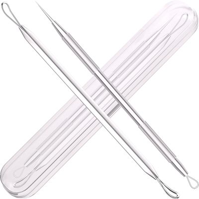 Azosowo 2-Pack Blackhead Remover Tools, Pimple Popper Tool Kit, Pimple Extractor Tools, Blackhead Extractor for Zit, Comedone, Acne, Whitehead - with Case
