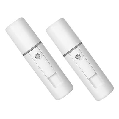 BATHVEVE 2pcs Portable Nano Facial Steamer Mist Sprayer USB Rechargeable Beauty Sprayer for Women Visual Water Tank Hydrating Facial Care White