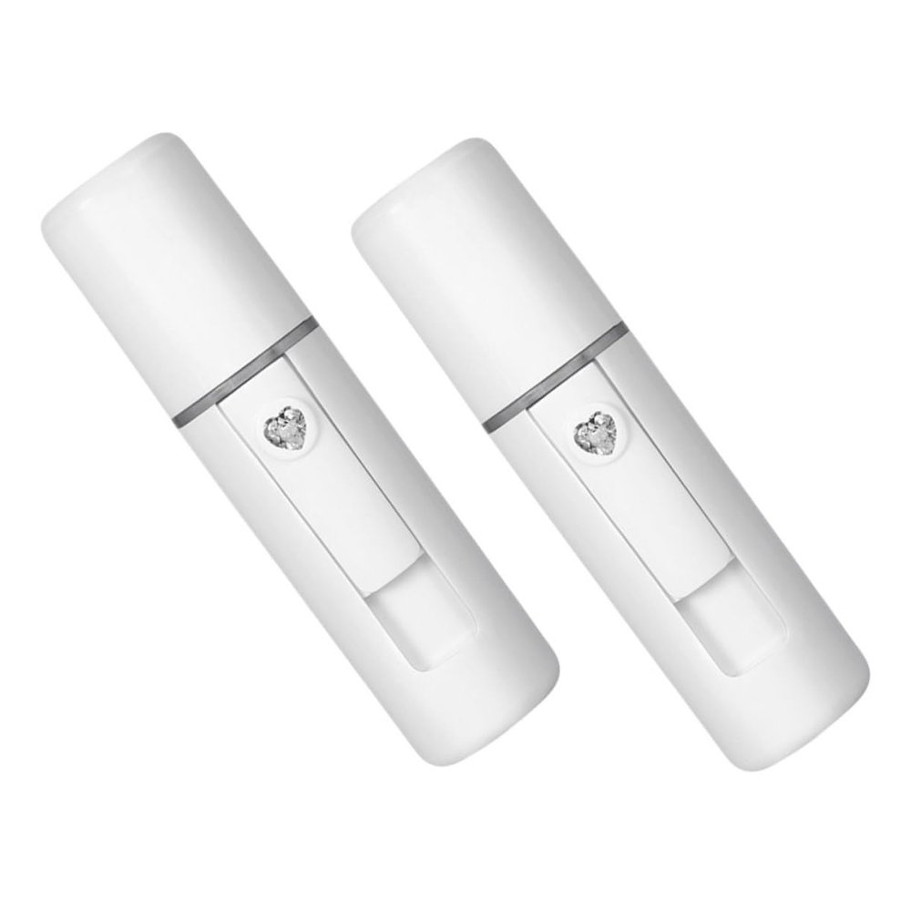BATHVEVE 2pcs Portable Nano Facial Steamer Mist Sprayer USB Rechargeable Beauty Sprayer for Women Visual Water Tank Hydrating Facial Care White