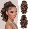 12 Inch Ponytail Extension - Clip in Ponytail Hair Extensions, Curly Wavy Pony Tails Hair Extensions, Synthetic Claw Clip Ponytail Extension for Women (Color: Medium Brown Mixed Honey Blonde) view 1