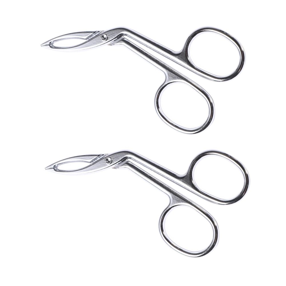 Baluue 2pcs Professional Eyebrow Tweezers Long Slanted Tweezers Stainless Steel for Women Brow and Facial Hair Removal