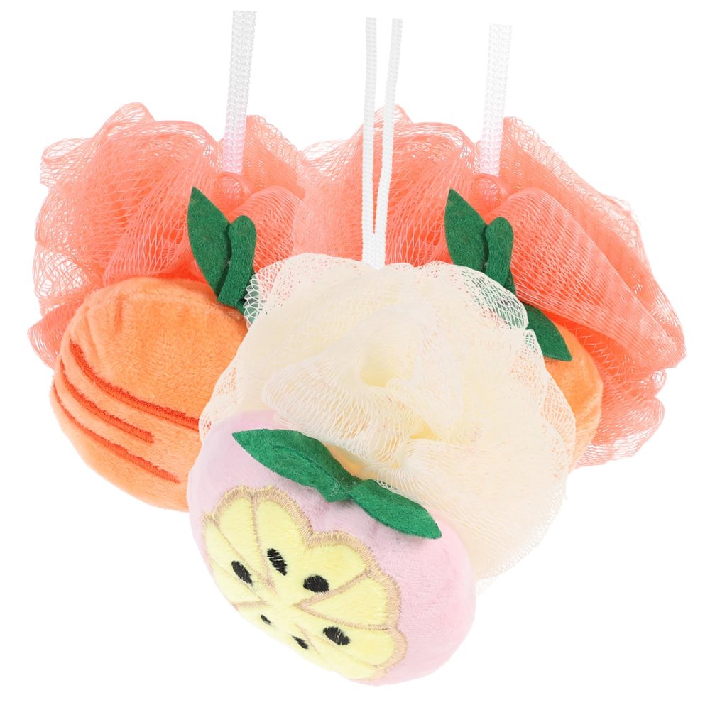 HONMEET 3pcs Flowers Exfoliating Shower Balls for Women Bath Body Scrubber for Washing Random Style