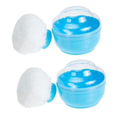 PartyKindom 2sets Boy Girl Talcum Powder Puff Box Boys and Girls Powder Holder Soft Gentle