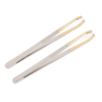 2pcs Stainless Steel Eyebrow Tweezers, Precision Tweezers Beauty Tools for Eyebrows Hair with Anti Static Anti Magnetic